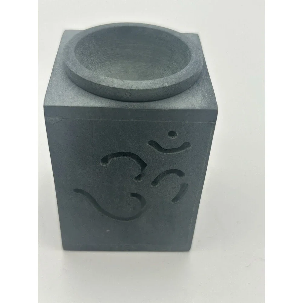 Set Of 3 -Soapstone Incense Oil Diffuser/candle  Hand Carved Ornate Green/Gray